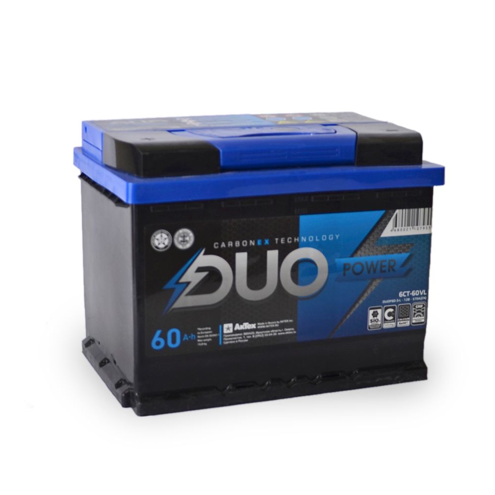 Аккумулятор автомобильный Duo 60Ah 600A ОП